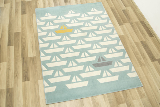 Dywan Dziecięcy Eldo 18411/32 Łódki Krem Turkus Miodowy