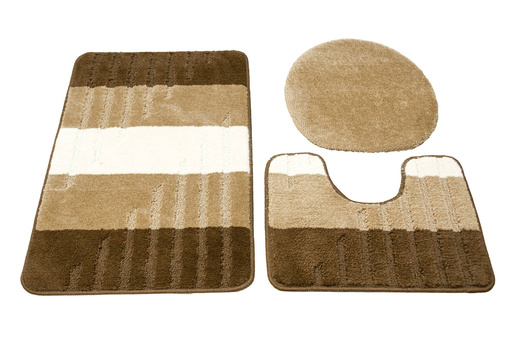 Komplet 3-częściowy Łazienkowy Vic Beige Beż Brąz Paski