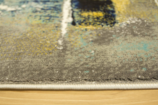 Owalny Dywan Victoria 7657A l.grey/grey O Abstrakcyjny Niebieski Żółty Szary