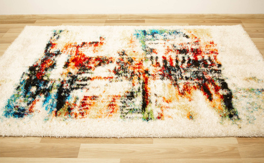 Dywan Shaggy Puffy P643 Beige/Yellow Abstrakcja