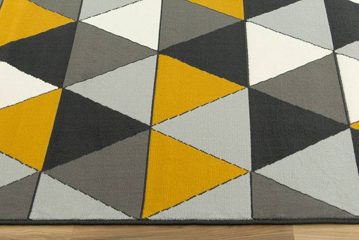 Dywan Luna 502902/89925 d.grey musztardowe trójkąty