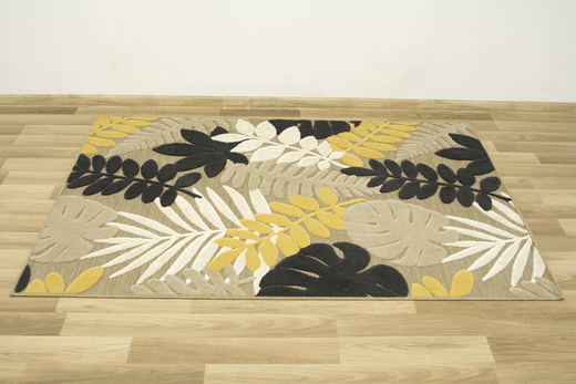 Dywan Sznurkowy Dwupoziomowy Reni 24509/632 Liście Krem Czerń Miód