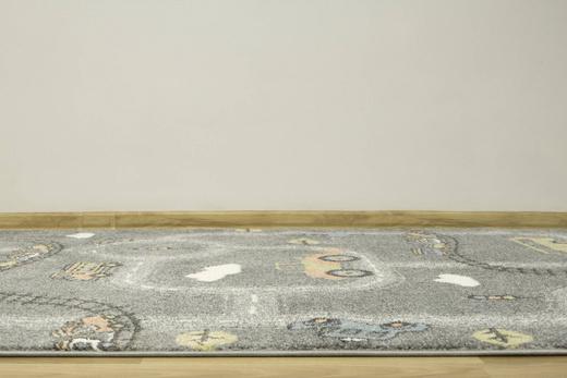 Dywan Dziecięcy Lima C511A l.grey/cream Uliczki Pociągi Chmurki Szary Łososiowy