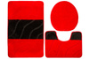 Komplet 3-częściowy Łazienkowy Fiori Red Czerwony Czarny Pasy Fale