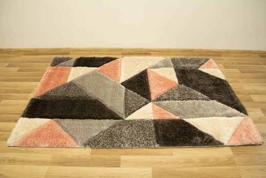 Dywan Shaggy California P477A antracyt/d.pow Trójkaty Krem Szary Róż