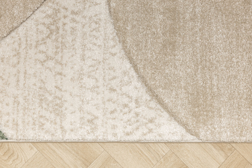 Dywan Kandy N390A d.beige/emeral Butelkowa Zieleń Beż Elipsy Fryz