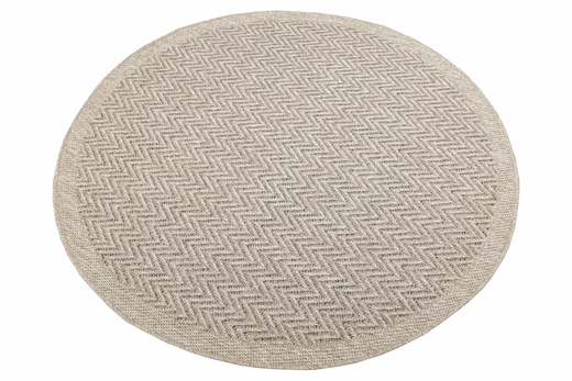 Okrągły Dywan Sznurkowy Patio 5007/170 Nature Beż Brąz Jodełka Zygzaki Outdoor