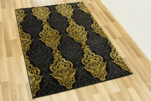 Dywan FESTIVAL 2746A yellow/black Czarny Złoty Ornament