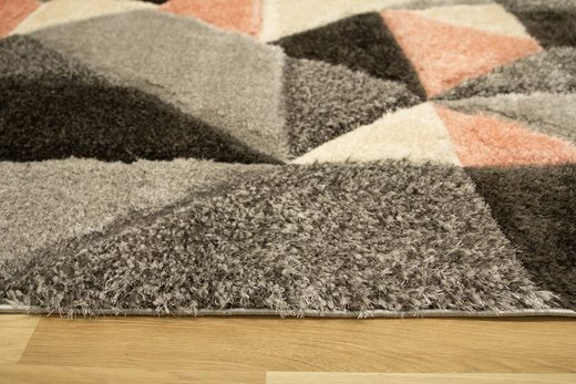 Dywan Shaggy California P477A antracyt/d.pow Trójkaty Krem Szary Róż