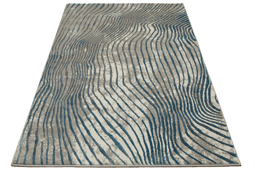 Lśniący Dywan Allora Plus 7804A d.greyHB/blue Szary Ciemny Turkus Fale
