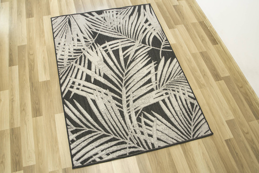 Dywan Sznurkowy Lejda 12506/591 Antracyt Beż Liście Palmy