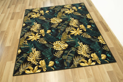 Dywan w Liście Palmy Monstera Gold Green