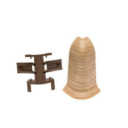 Narożnik zewnętrzny i element mocujący (rak) do listwy przypodłogowej Premium Cezar 135 dąb klasyczny mat