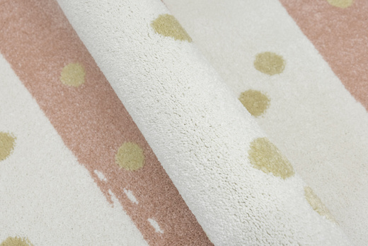Dywan Półokrągły Dziecięcy Lima M044A cream/rose Róż Krem Zloty Paski