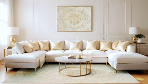 Lśniący Dywan Allora Plus B826A cream/gold Ornament Beż Krem Złoto