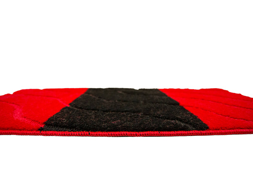 Komplet 3-częściowy Łazienkowy Fiori Red Czerwony Czarny Pasy Fale