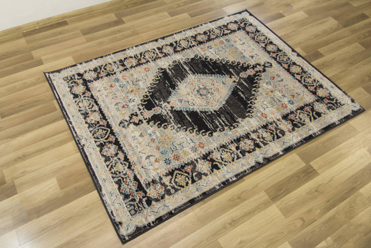 Dywan Lucca 8629A l.grey/antrasi Ornamentowy Antracyt Krem Turkus