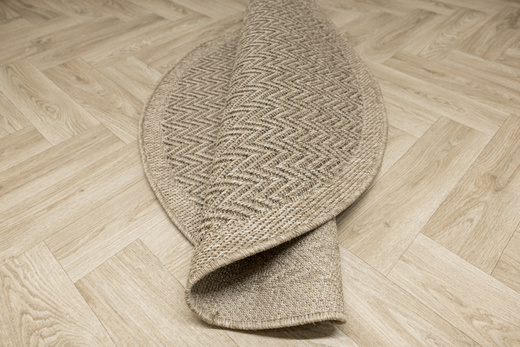 Okrągły Dywan Sznurkowy Patio 5007/170 Nature Beż Brąz Jodełka Zygzaki Outdoor