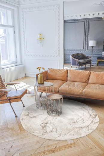 Okrągły Dywan Nantes NT071A Vizon/Vizon Szarobeżowy Marmur