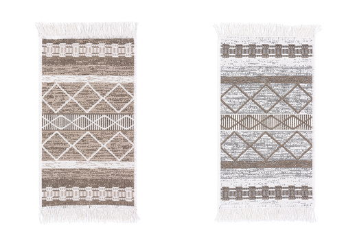 Dwustronny Dywanik Chodniczek Orient 40x70 4 Romby Brąz Frędzelki