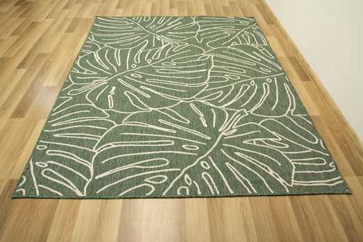 Dywan Dwustronny Sznurkowy Brussels 205625/10510 green w liście monstery Outdoor