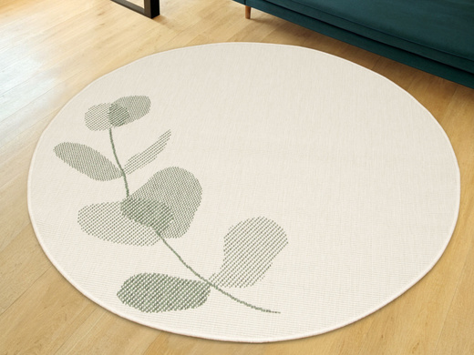 Okrągły Dwustronny Dywan Sznurkowy Brussels 205632/10520 green Zieleń Krem Listki Outdoor