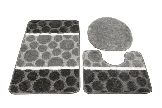 Komplet 3-częściowy Łazienkowy Siena Grey Szary Kropki Paski