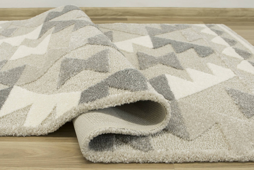 Dywan Coco 59603/655 Shaggy Dwupoziomowy Trójkąty Szary Beż Krem