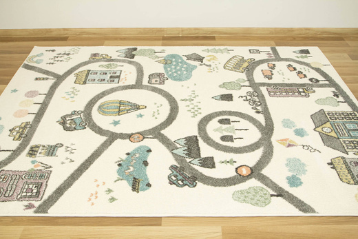 Dywan Dziecięcy Lima 9376A cream/l.grey Uliczki Krem Pastele