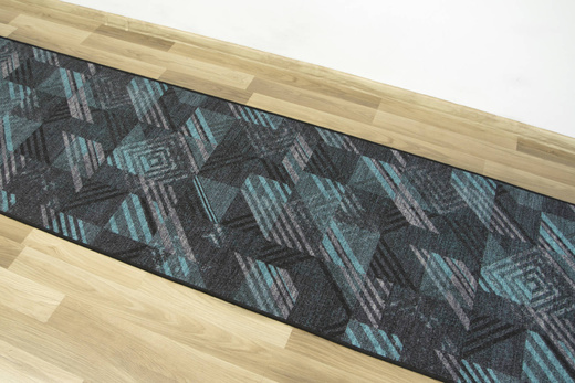 Antypoślizgowy Chodnik Logos 22 Turkus Grafit Romby szerokość 100 cm