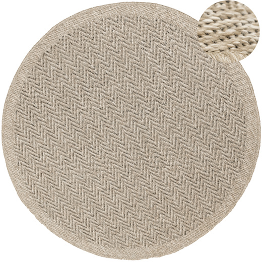 Okrągły Dywan Sznurkowy Patio 5007/170 Nature Beż Brąz Jodełka Zygzaki Outdoor