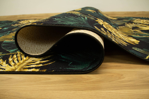 Chodnik Monstera gold/green Złoto Butelkowa Zieleń szerokość 150 cm