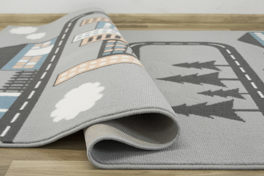 Dywan Kids 534451/95844 mouse Szary Niebieski Różowy Ulice Domki