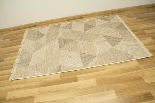 Dywan Sznurkowy Oria 529/YV7-Z Beż Szary Krem Trójkąty Gruby Splot