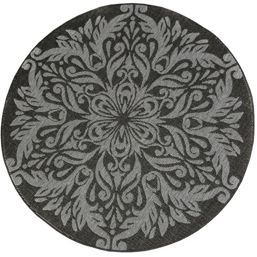 Okrągły Dwustronny Dywan Sznurkowy Brussels 205168/11010 Night Silver Ornament Outdoor