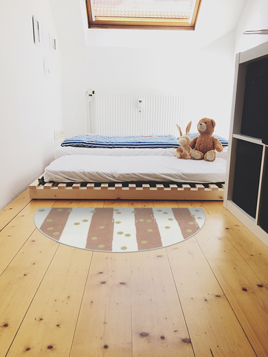 Dywan Półokrągły Dziecięcy Lima M044A cream/rose Róż Krem Zloty Paski