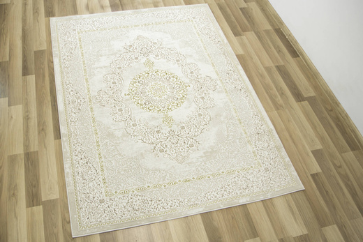 Lśniący Dywan Allora Plus B826A cream/gold Ornament Beż Krem Złoto