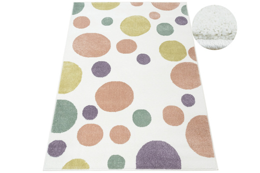 Dywan Dziecięcy Lima M042A cream/rose Krem Róż Fiolet Kropki