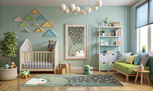 Dywan Dziecięcy Lima 1316C l.grey/green Szary Oliwkowy Króliczek