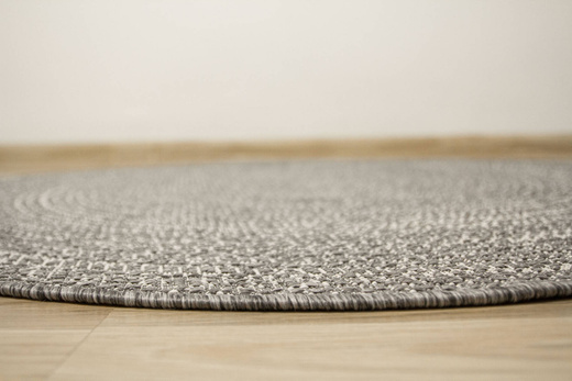 Okrągły Dwustronny Dywan Sznurkowy Brussels 205670/10010 Silver Szary Krem Kółka Outdoor