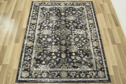 Dywan Lucca 8665A antrasit/antra Ornamentowy Antracyt Krem Miodowy