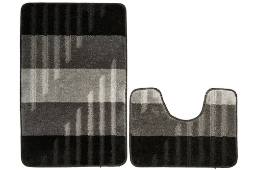 Komplet 2-częściowy Łazienkowy Vic Szary Czarny Paski