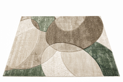 Dywan Kandy N390A d.beige/emeral Butelkowa Zieleń Beż Elipsy Fryz