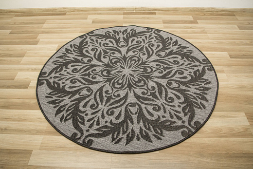 Okrągły Dwustronny Dywan Sznurkowy Brussels 205168/11010 Night Silver Ornament Outdoor