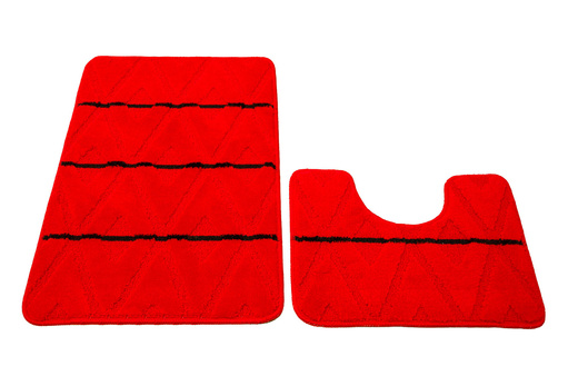 Komplet 2-częściowy Łazienkowy Palma Red Czerwony Czarny Romby