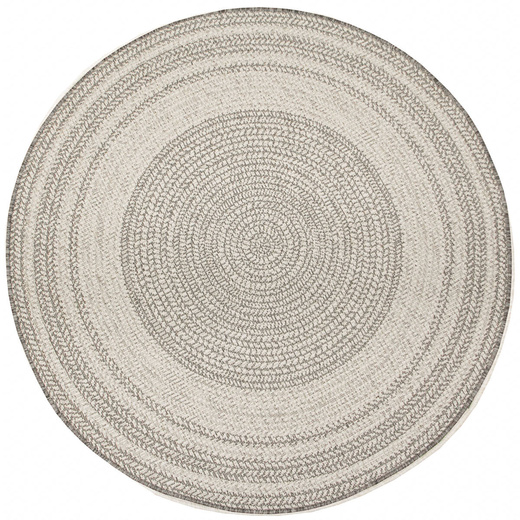 Okrągły Dwustronny Dywan Sznurkowy Brussels 205670/10010 Silver Szary Krem Kółka Outdoor
