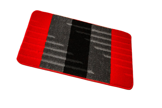 Komplet 2-częściowy Łazienkowy Vic Red Czerwony Szary Paski