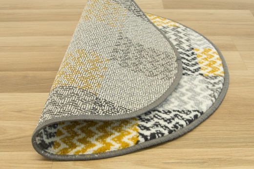 Okrągły Dywan Luna 503568/89935 Patchwork Szary Żółty Musztardowy