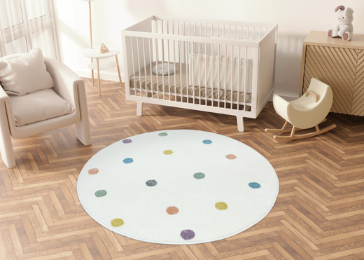 Okrągły Dywan Lima C275A cream/lila Krem Kropki