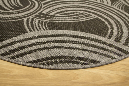 Okrągły Dwustronny Dywan Sznurkowy Brussels 205449/11020 Night Silver Szary Grafit Kółka Outdoor